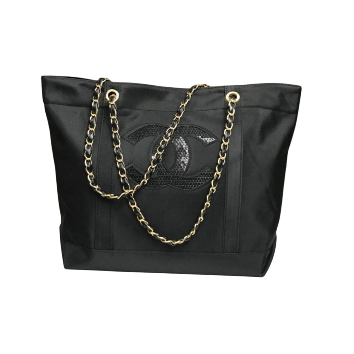 Chanel Beauty Black with Metal Chain Canvas with Double CC with vegan leather Precision