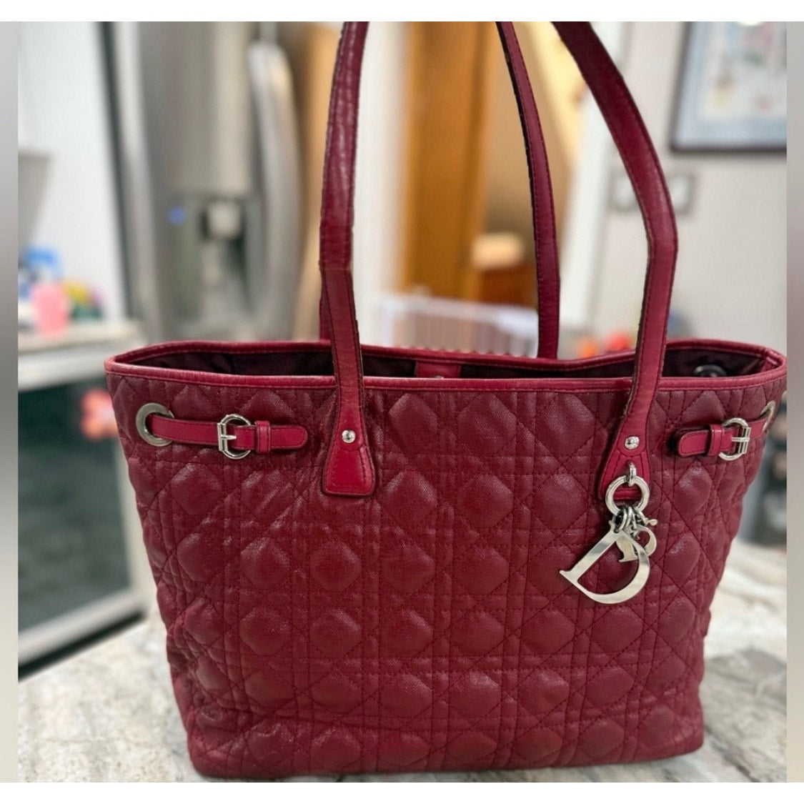 Christian Dior Burgandy Cannage EUC with COA