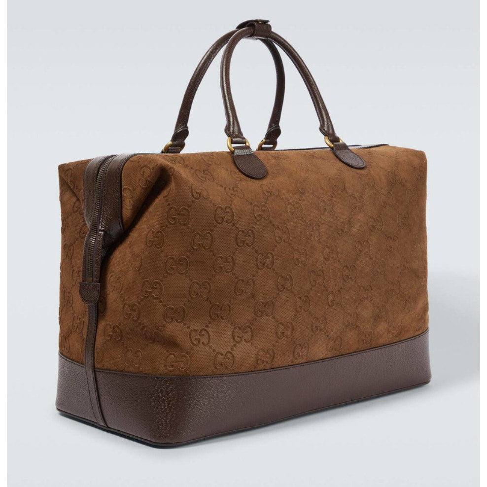 LIMITED EDITION Gucci GG Suede Duffle Bag in brown 19.7"W x 12.6"H x 10.6"D