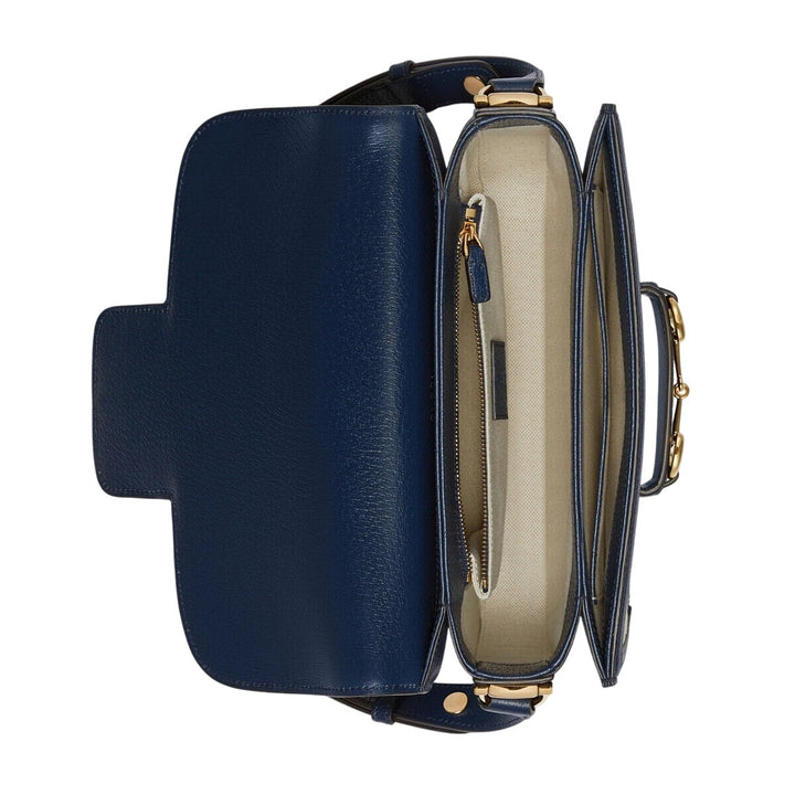 Gucci Raffia Textured Calfskin GG Monogram Horsebit 1955 Mystic Blue Agata NWT