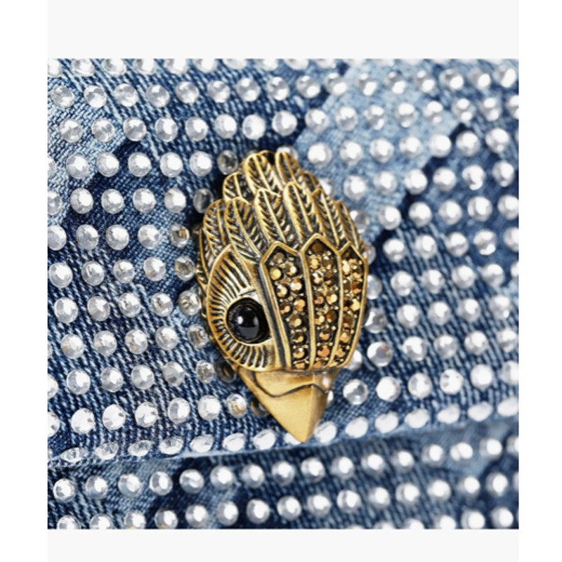 Kurt Geiger Medium Kensington Crystal Embellished Denim Shoulder Bag