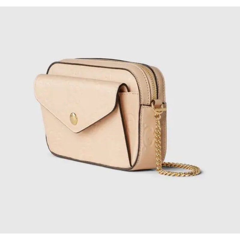GUCCI Super Mini GG Beige Leather Shoulder Bag New & Authentic