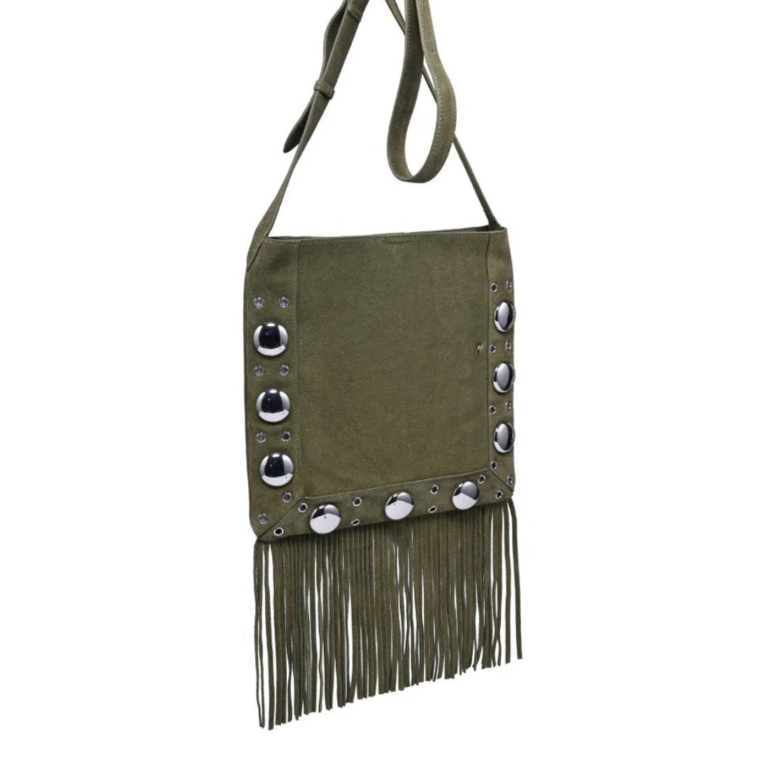 Moda Luxe Courtney Fringe Forward Crossbody OLIVE NWT