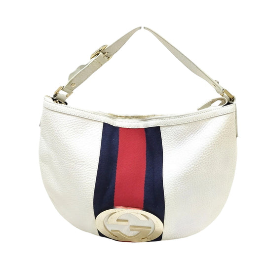 Gucci Hand Bag Sherry Line White Leather PRISTINE