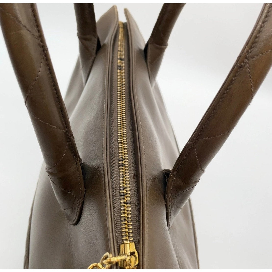 Chanel Vintage Lambskin 1980’s Matelasse Brown Handbag