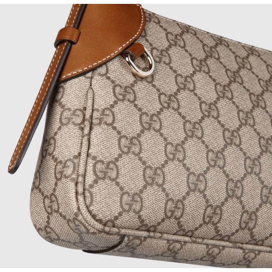 Gucci Emblem Small Shoulder Bag Beige Brown NWT