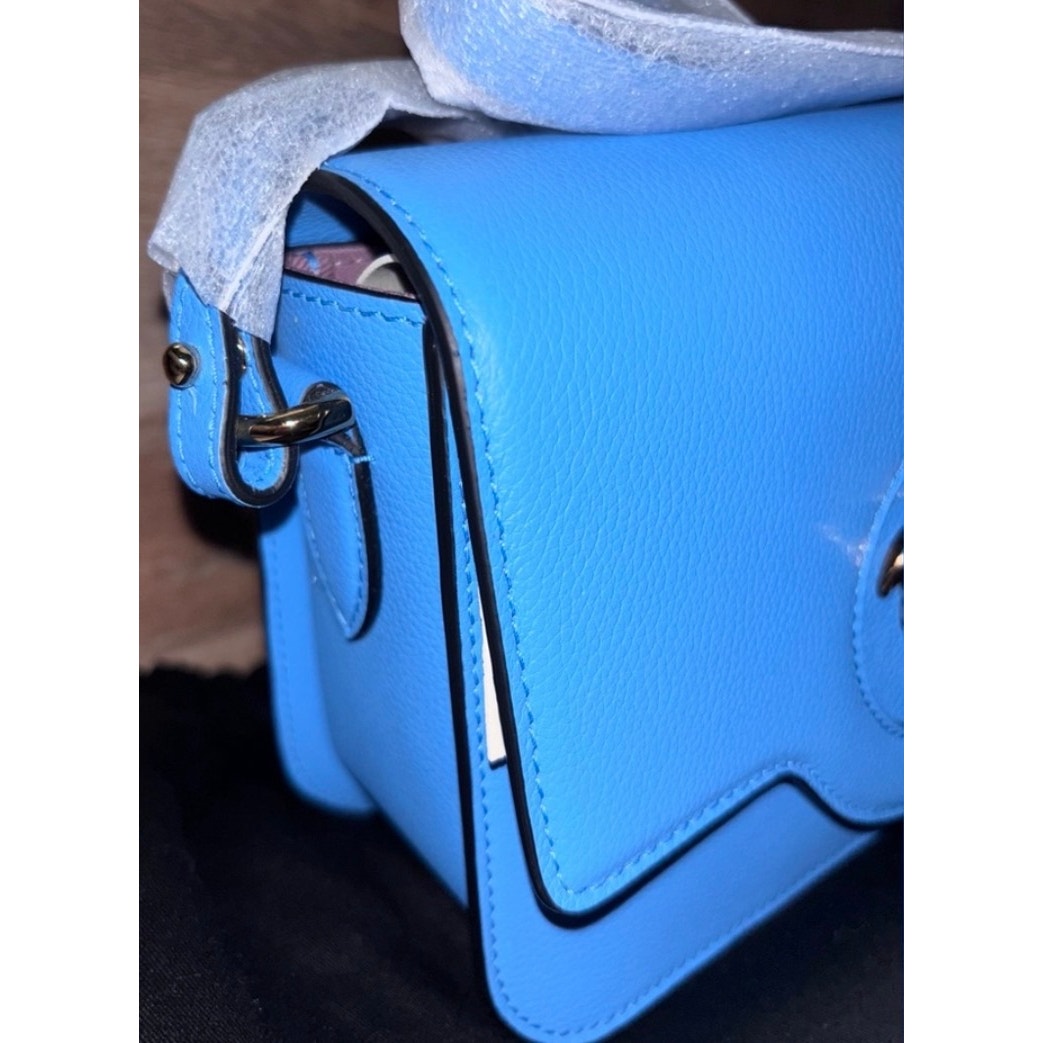 NWT Versace La Medusa Blue Leather Shoulder Crossbody Bag Purse MSRP $1100
