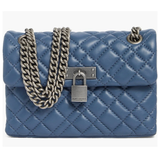 Kurt Geiger London Mini Brixton Lock Leather Shoulder Bag Blue NWT