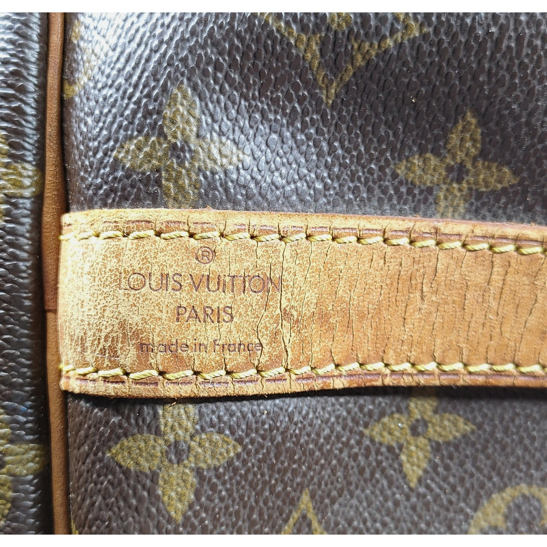 Louis Vuitton LV Boston Bag Keepall Bandouliere 60 Brown Monogram EUC