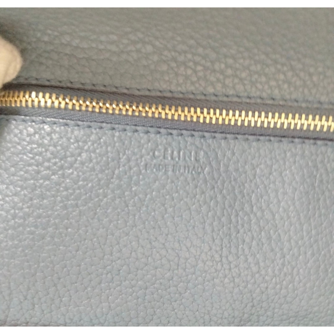 Celine Blue Grainy Leather Tie Knot Top Handle EUC