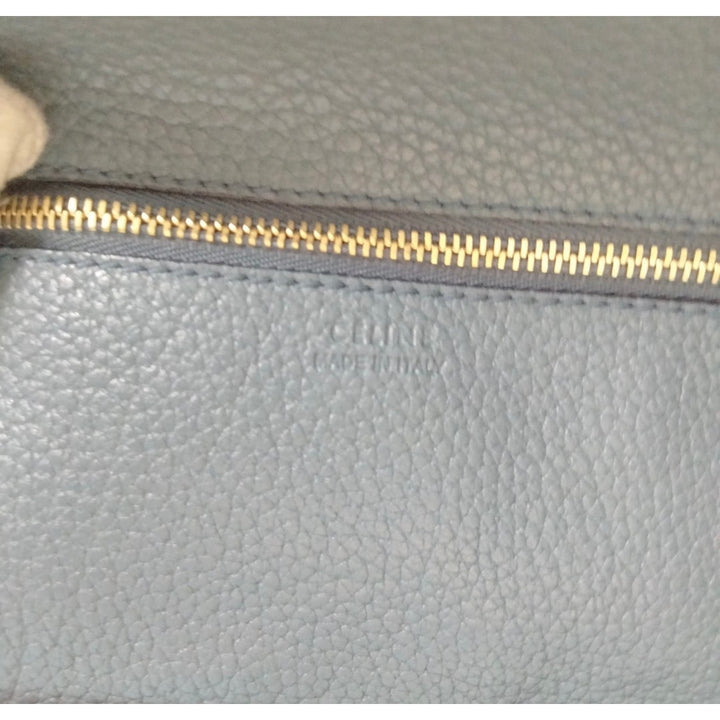 Celine Blue Grainy Leather Tie Knot Top Handle EUC