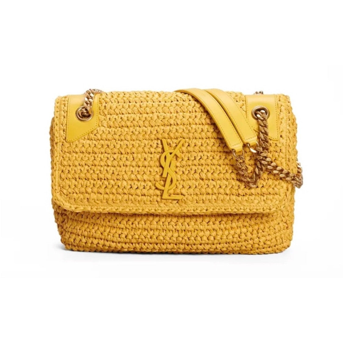 Yves Saint Laurent Yellow Raffia Medium Niki Bag NEW SOLD OUT STYLE NWB