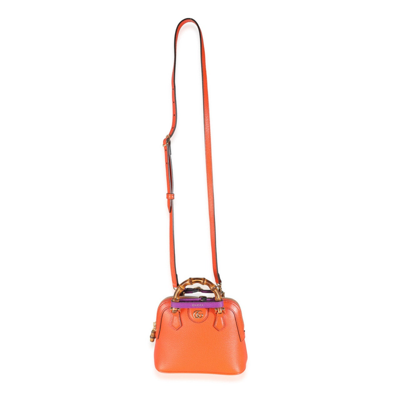 Gucci Orange Textured Dollar Calfskin Mini Diana Dome Tote SOLD OUT STYLE NWT