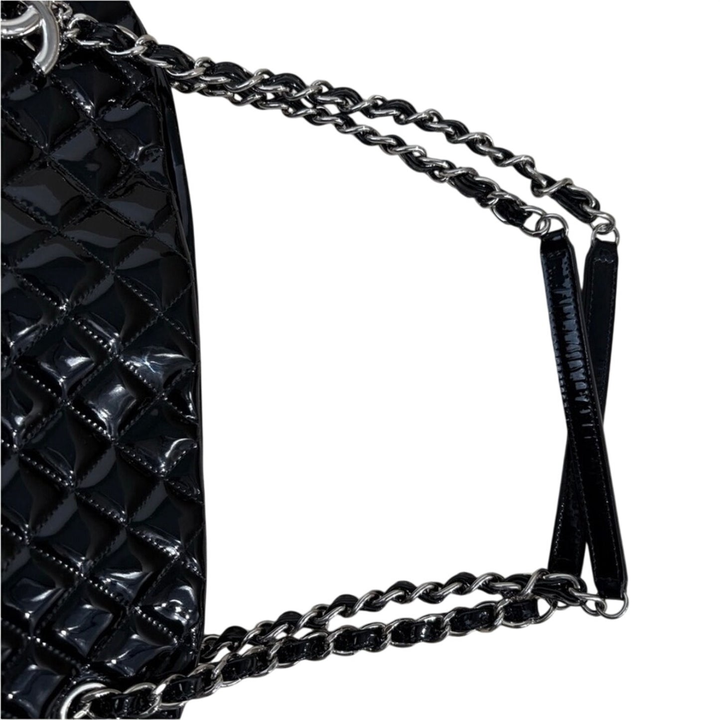 Chanel Black Quilted Patent Leather XL Just Mademoiselle Pristine