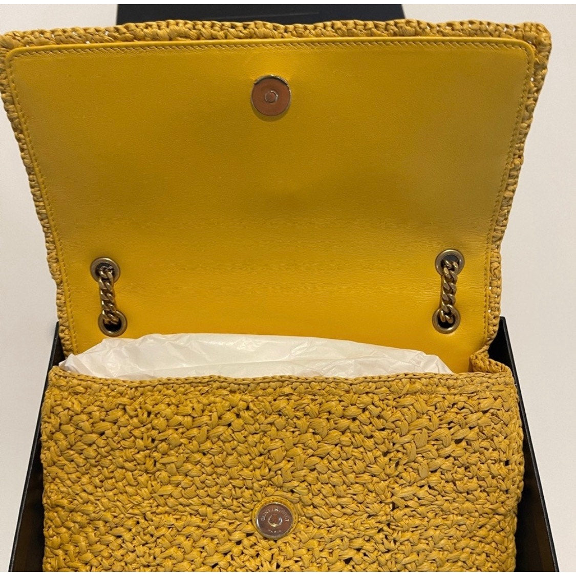 Yves Saint Laurent Yellow Raffia Medium Niki Bag NEW SOLD OUT STYLE NWB