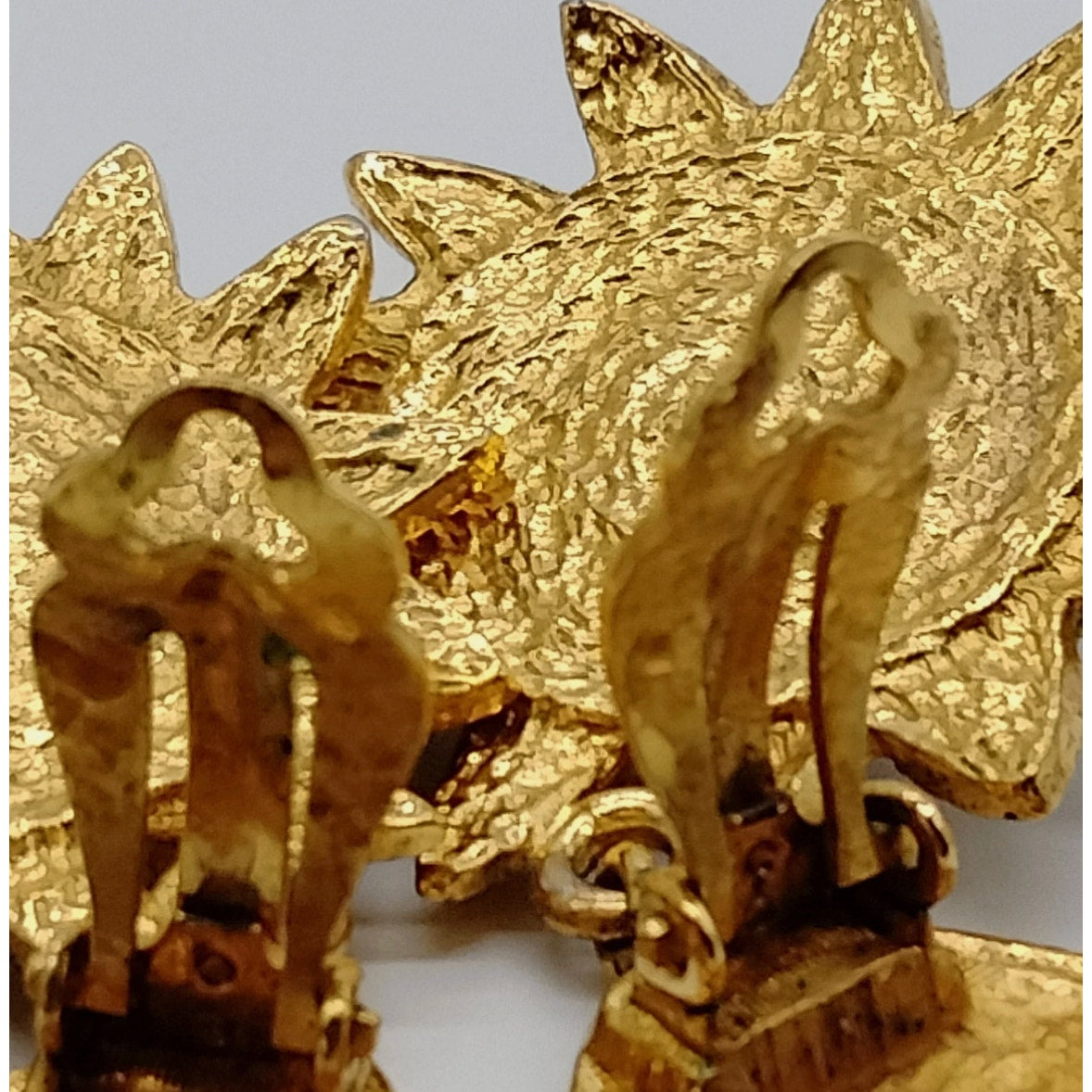 Chanel 1990 Gold Plated Sun drop earrings pearlescent inset & abstract flower