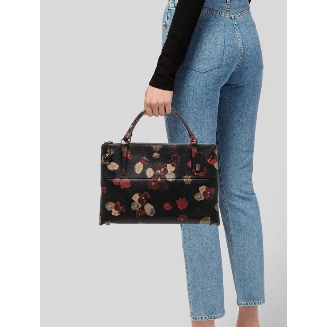 GORGEOUS COACH TURNLOCK BOROUGH BAG IN FLORAL PRINT LEATHER EUC