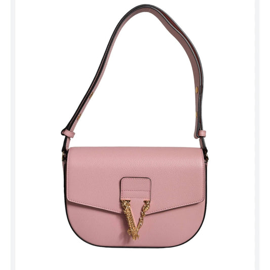 Versace Virtus Engraved Pink Rose Calf Leather Shoulder Crossbody Bag NWT $1,550
