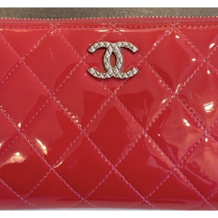 Chanel Patent Calf Skin Zip Around Wallet