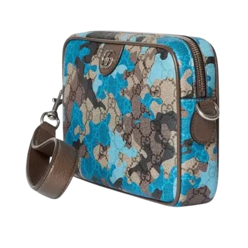 Gucci GG Supreme Camouflage Messenger Bag Blue
