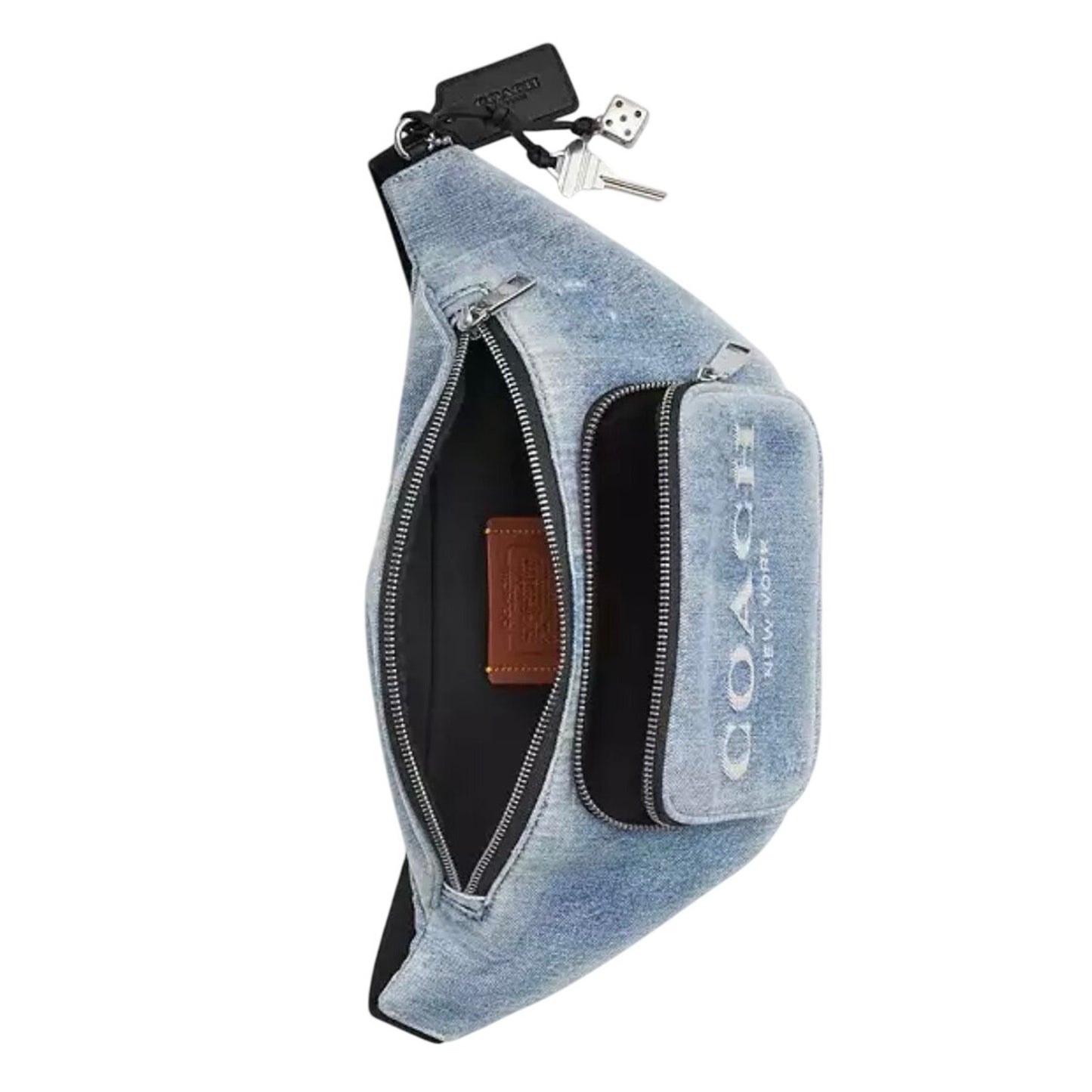Travis Loved Denim Belt Bag Cross Body NWT + Charms