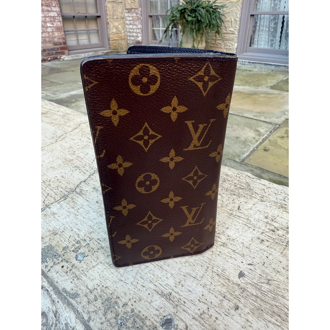 Louis Vuitton Long Wallet Monogram Portefeuille Brazza Brown Green Orange RFID