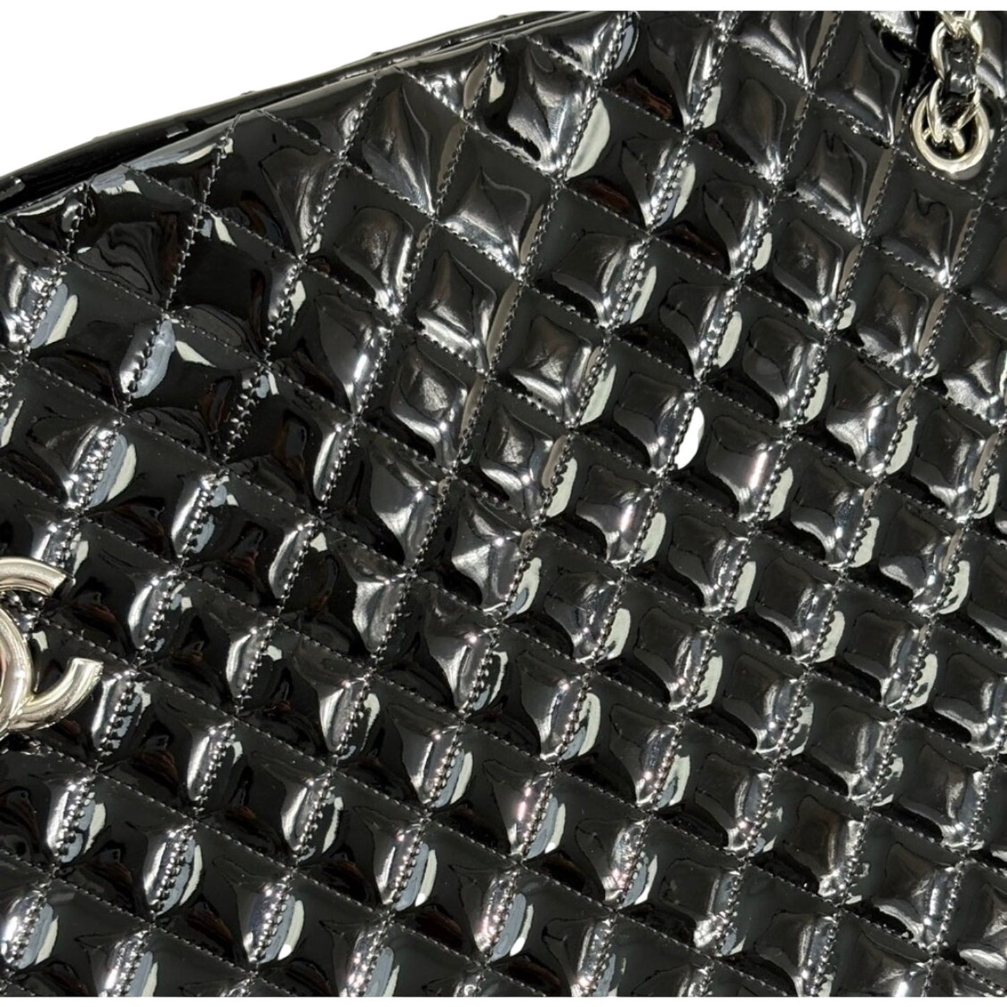 Chanel Black Quilted Patent Leather XL Just Mademoiselle Pristine