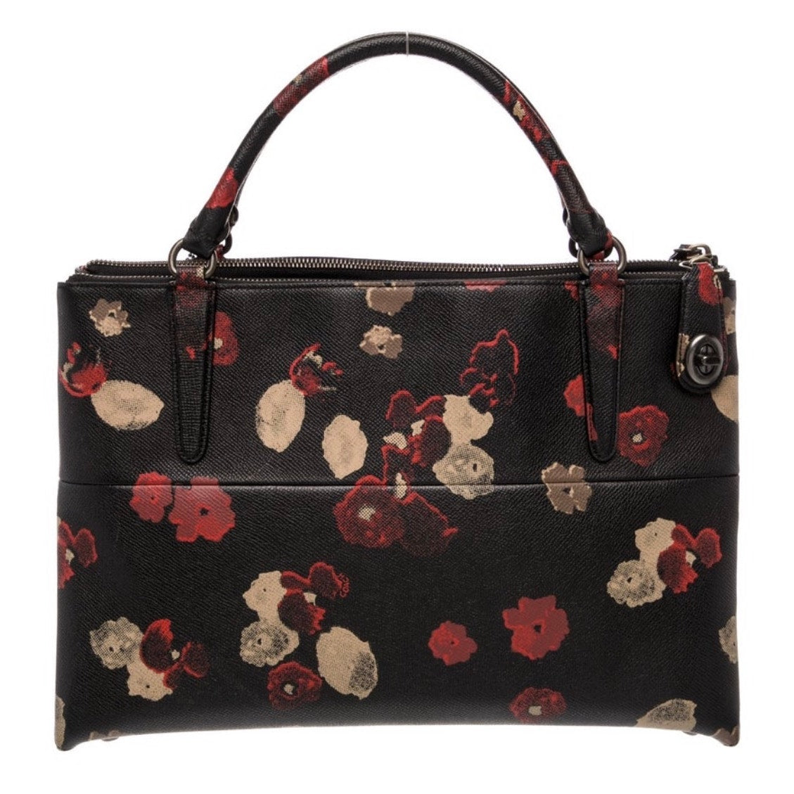 GORGEOUS COACH TURNLOCK BOROUGH BAG IN FLORAL PRINT LEATHER EUC