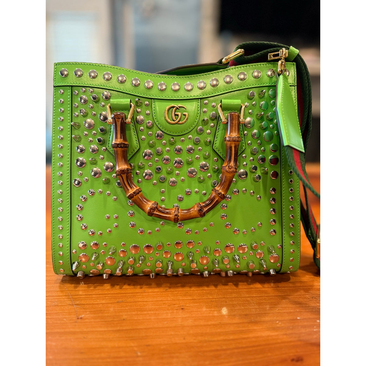 LIMITED EDITION GUCCI 2023 SPECIAL PROJECT GREEN SPIKED BAMBOO - NWT MSRP 9890
