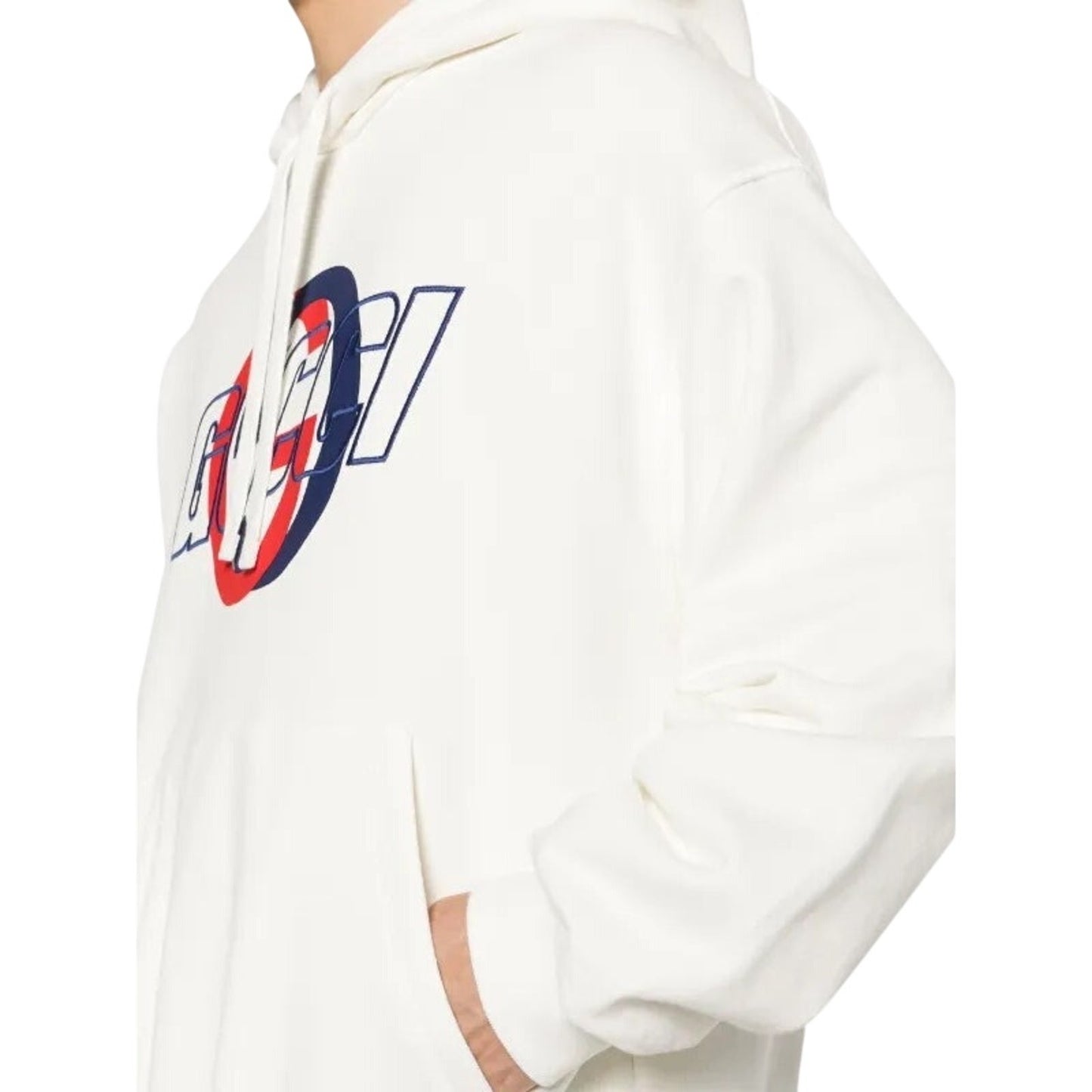 Gucci Interlocking G cotton hooded sweatshirt  multicolored logo motif NWT SZ SMALL