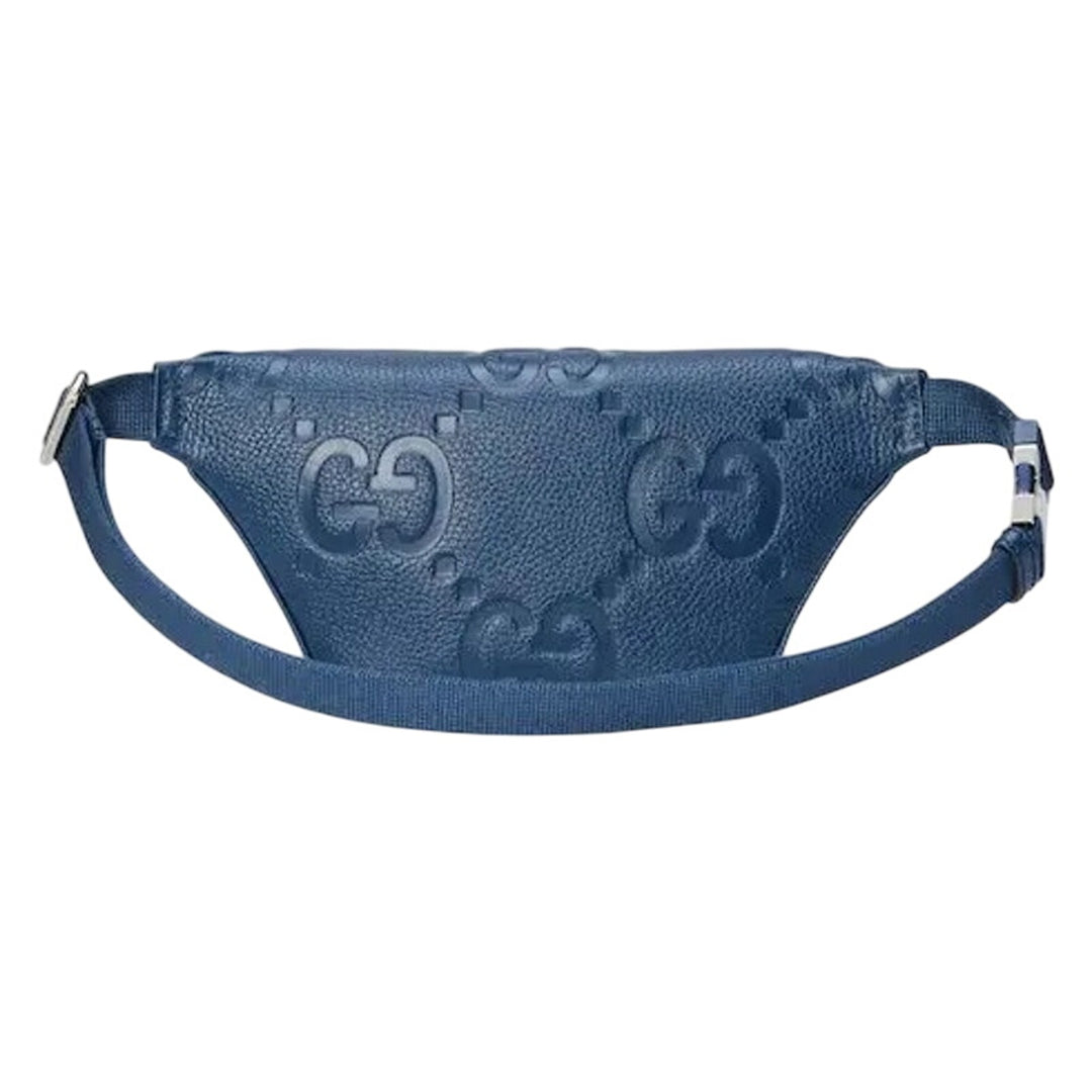 Gucci Jumbo Gg Small Belt Bag Gg Leather - Blue Leather