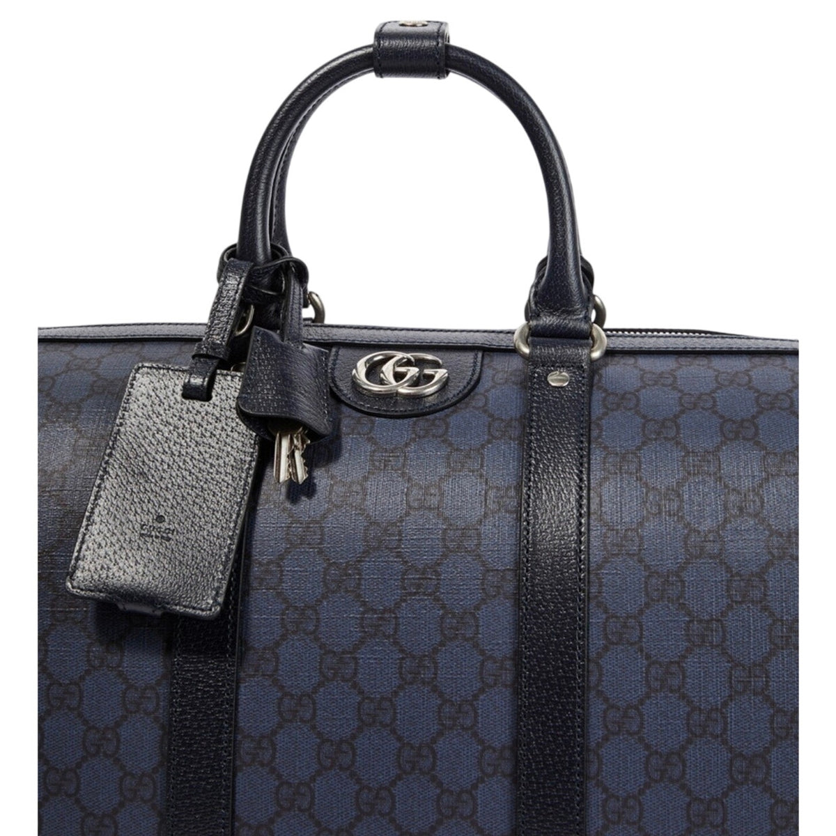 GUCCI Ophidia Large $2980 Blue/Black GG Duffle Bag New And Authentic