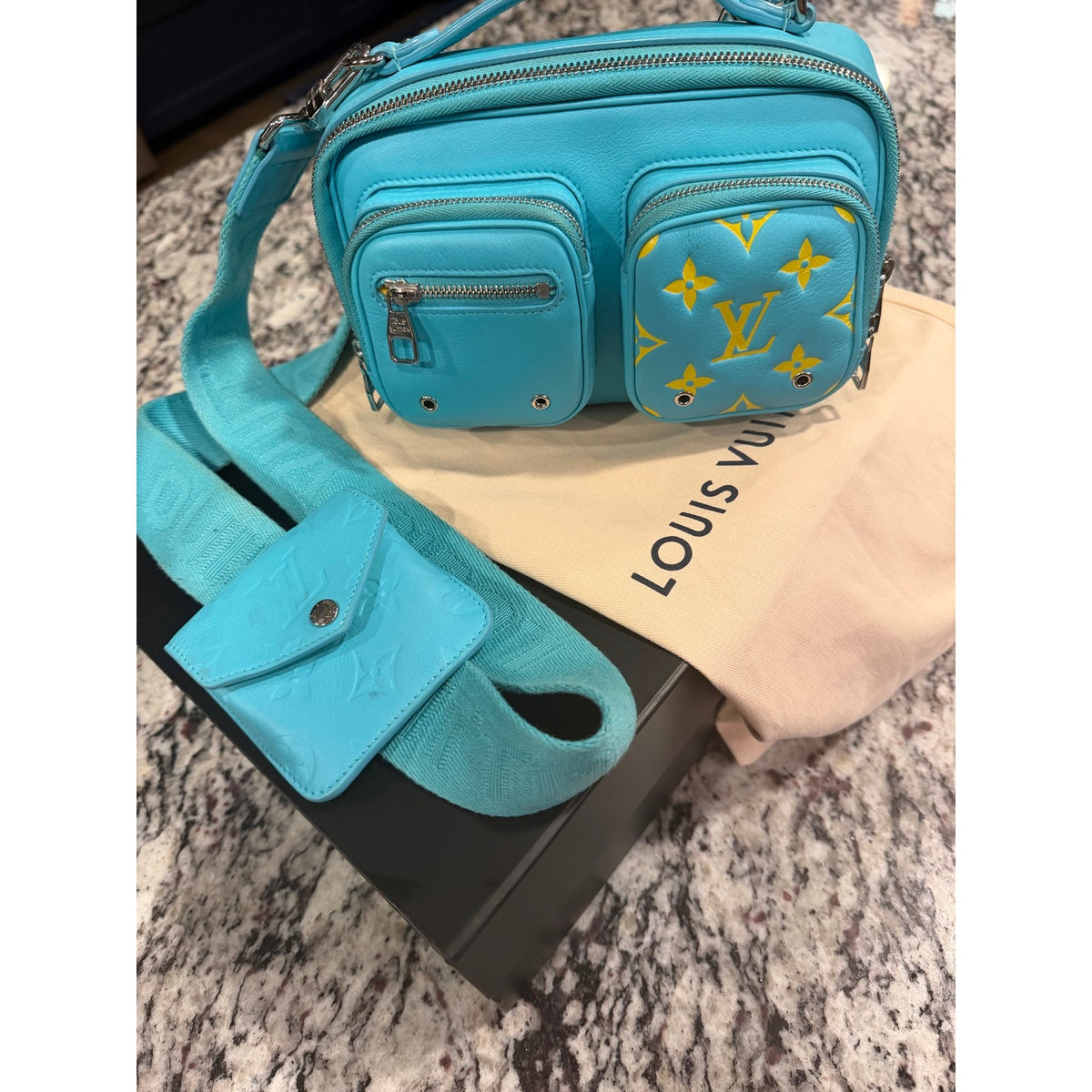 Louis Vuitton Blue Monogram Utility Crossbody COA Pristine