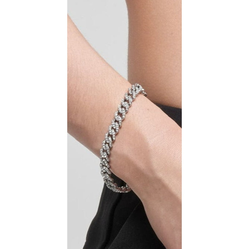 ADORNIA CRYSTAL PAVE CURB LINK BRACELET NWT 7”