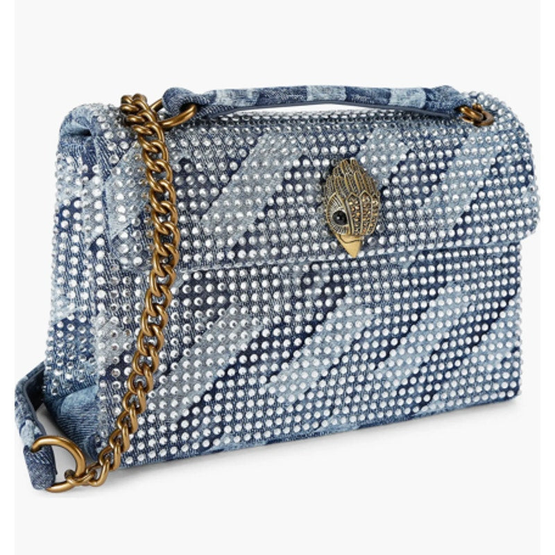 Kurt Geiger Medium Kensington Crystal Embellished Denim Shoulder Bag