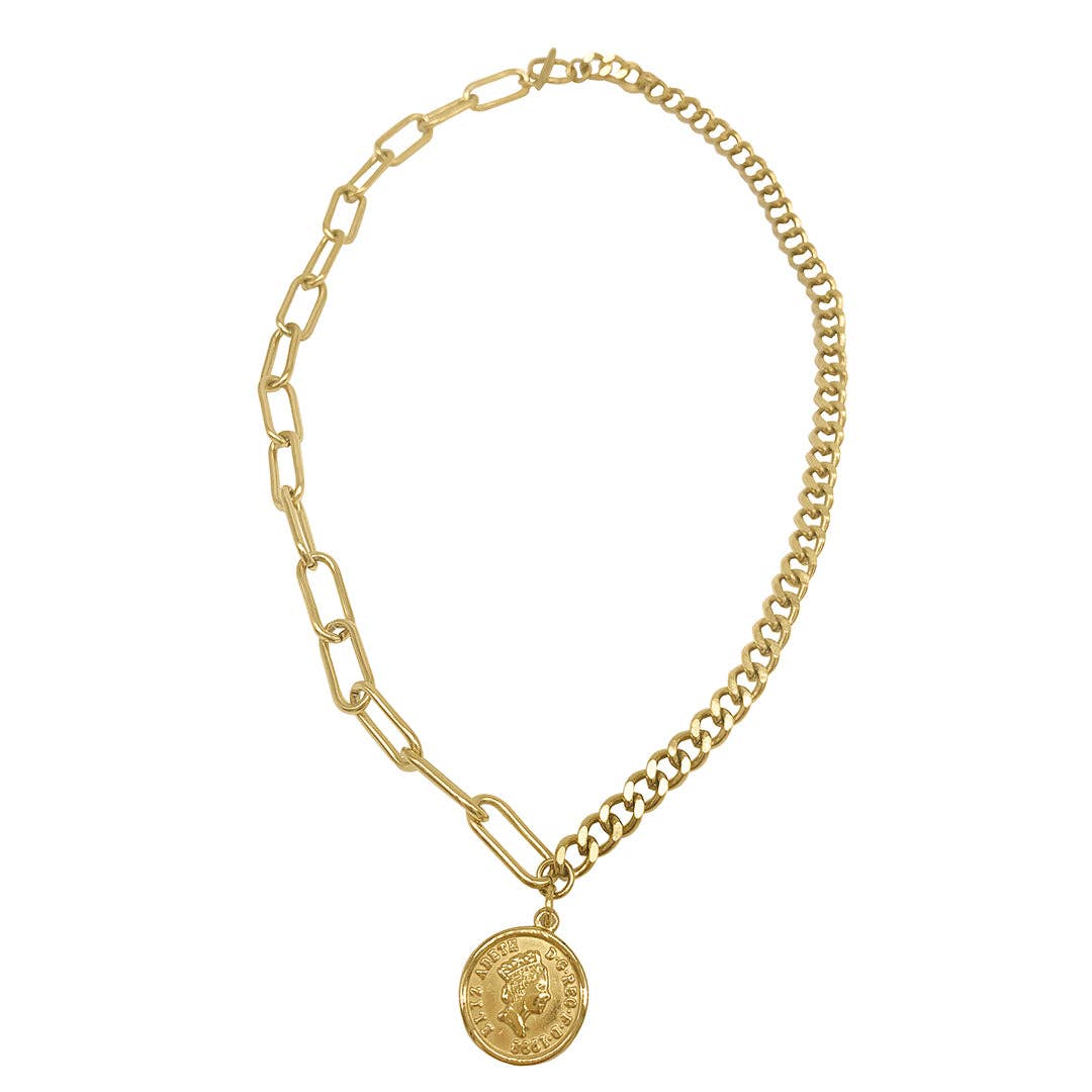 Adornia Coin Mixed Chain Necklace silver gold