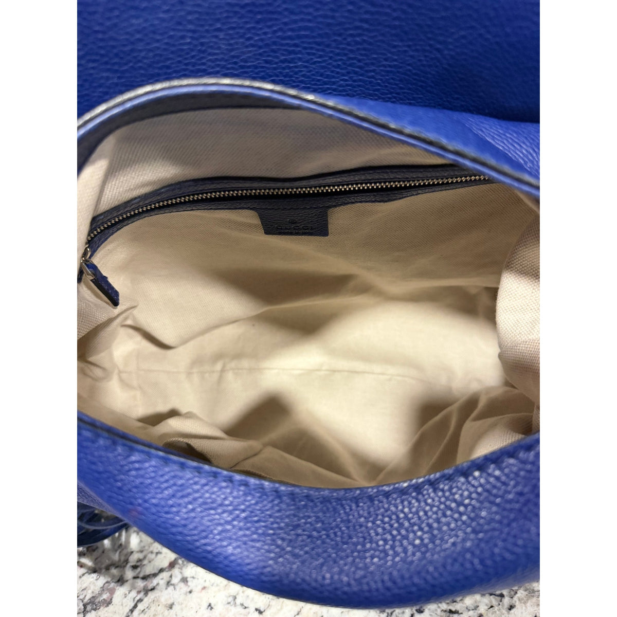 Gucci Techno Horsebit Hobo Blue EUC