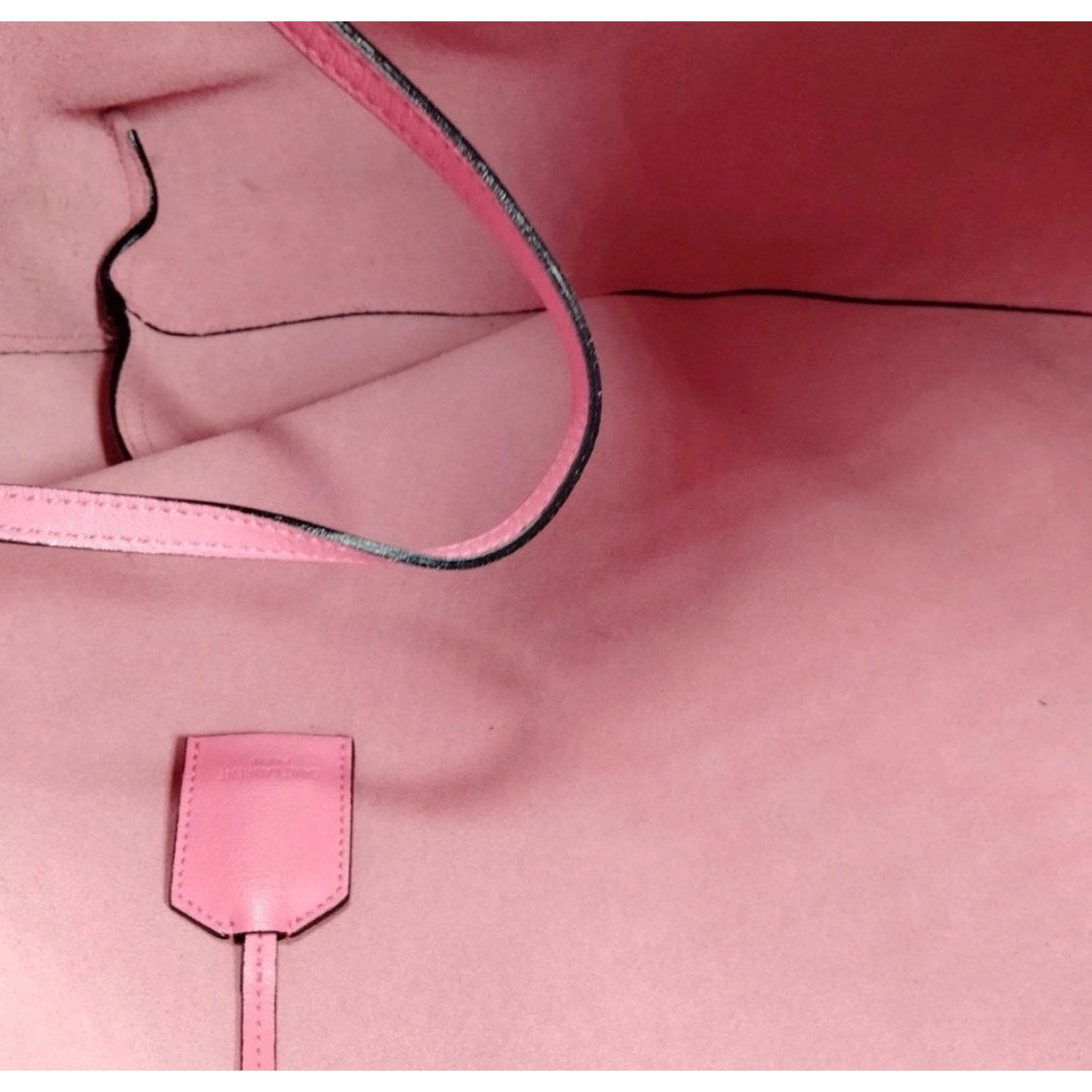 St. Laurent Paris North South Calf Skin Leather Tote Pink EUC