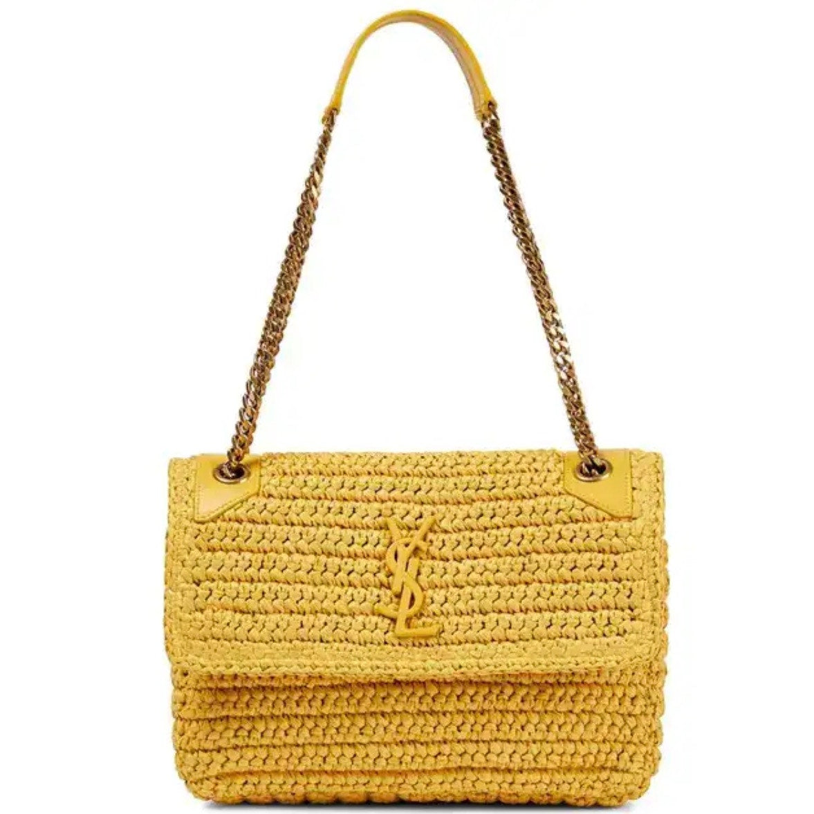 Yves Saint Laurent Yellow Raffia Medium Niki Bag NEW SOLD OUT STYLE NWB