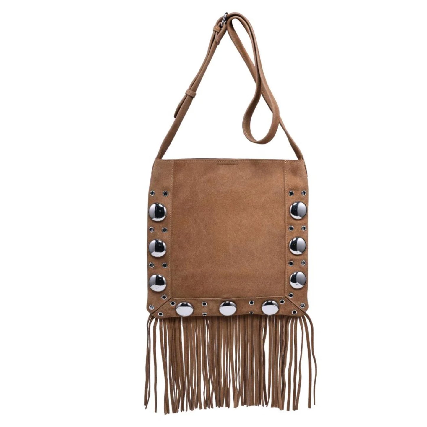Moda Luxe Courtney Fringe Forward Crossbody BROWN NWT