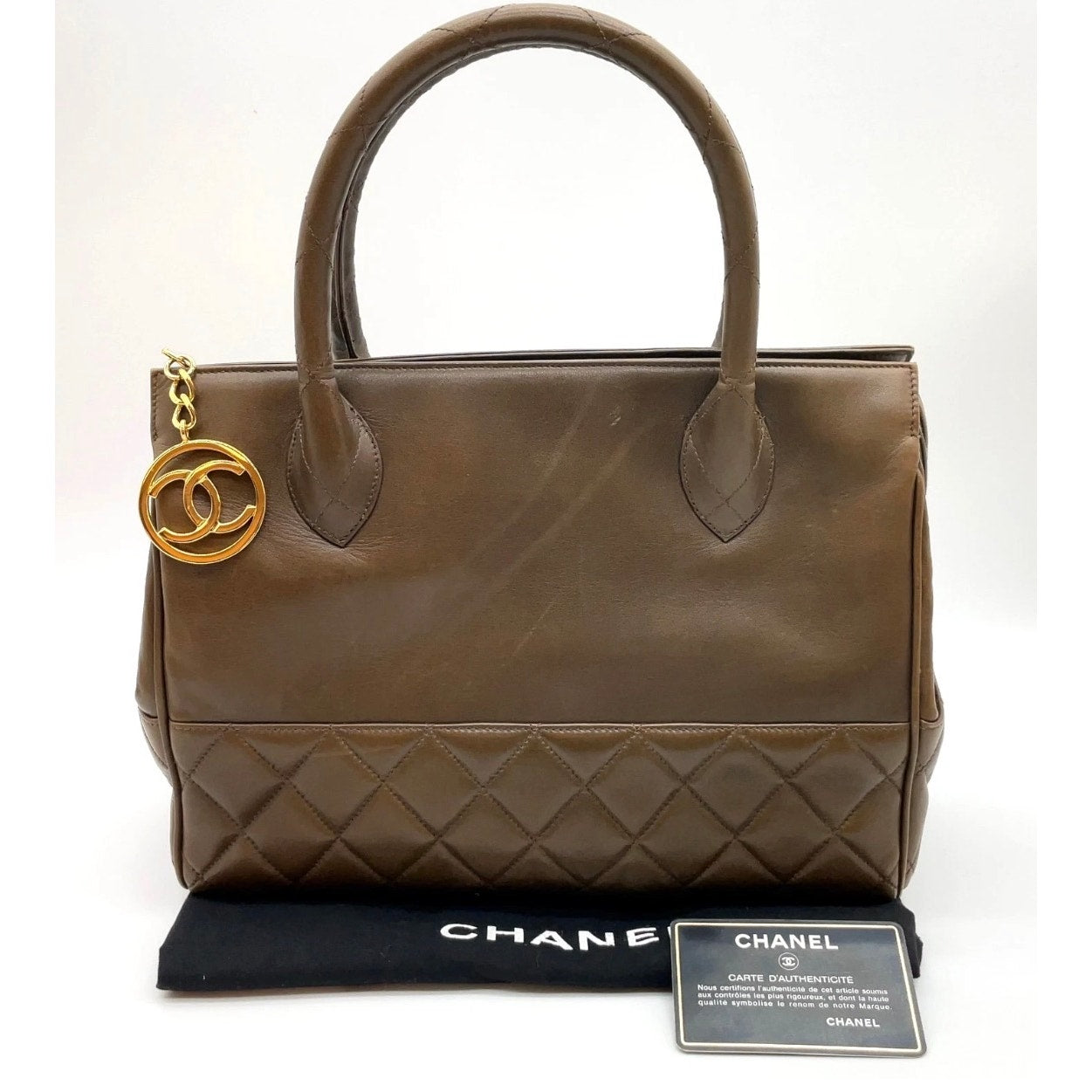 Chanel Vintage Lambskin 1980’s Matelasse Brown Handbag