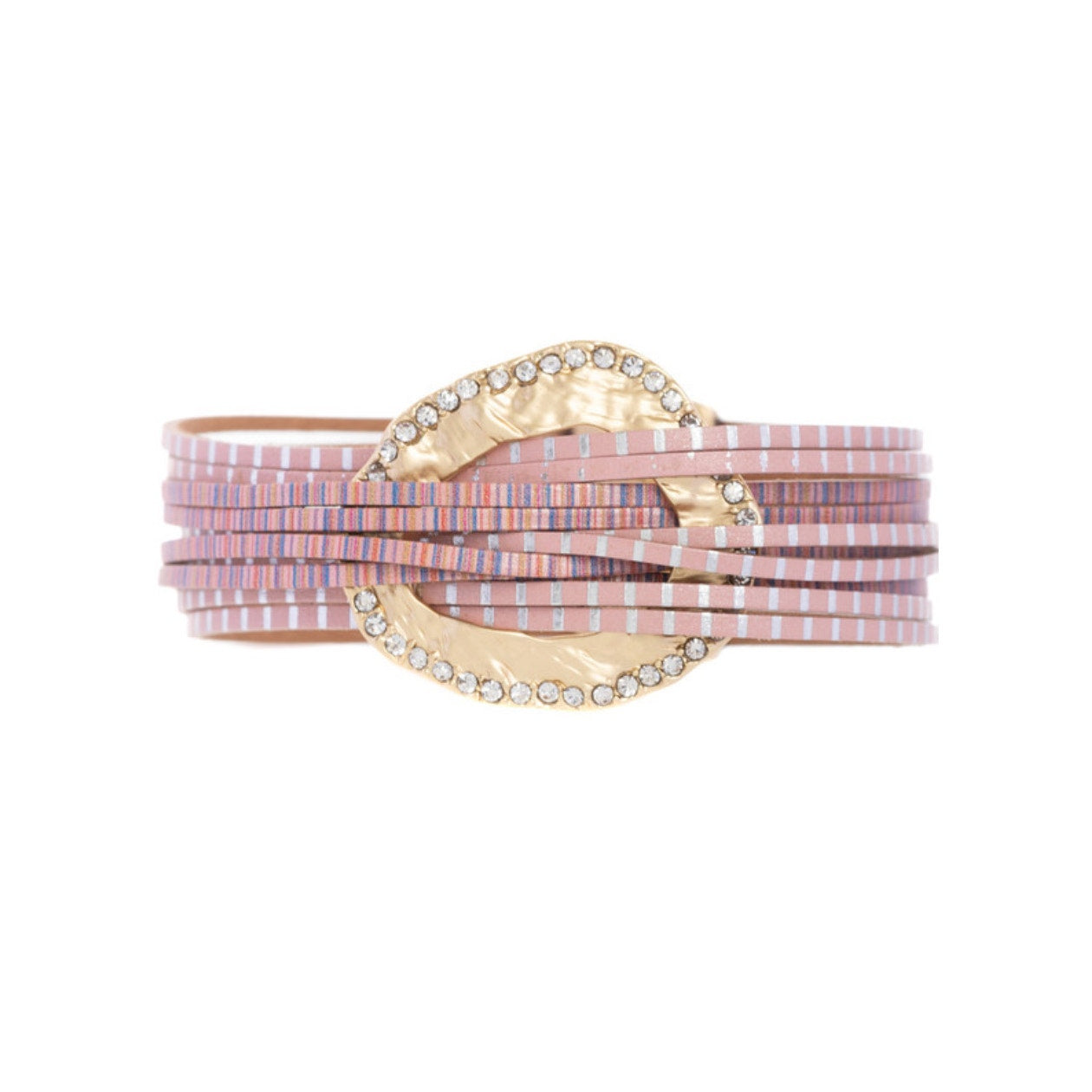 Vegan Leather Crystal Disk Bracelet