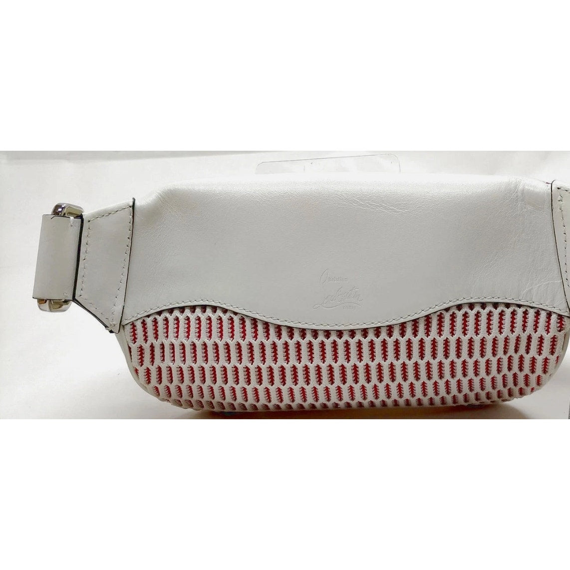 Christian Lou Boutin Leather Belt Bag White/Red EUC