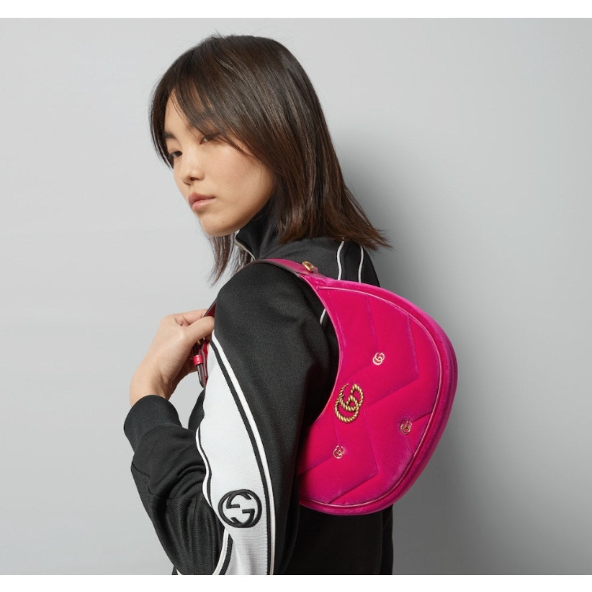 GUCCI Women's Blue Gg Marmont Half-Moon-Shaped Mini Bag Pink SOLD OUT STYLE