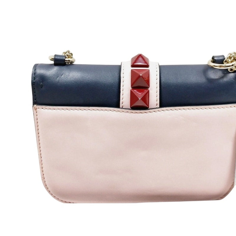 Valentino Tri Color Leather Rockstud Medium Glam Lock Flap Bag