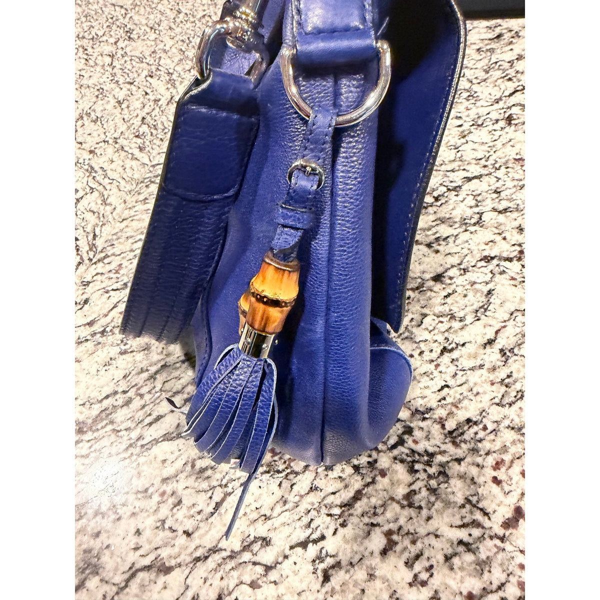 Gucci Techno Horsebit Hobo Blue EUC