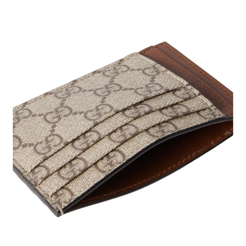 GUCCI Leather-Trimmed Monogrammed Coated-Canvas Cardholder Resort Collection NWB