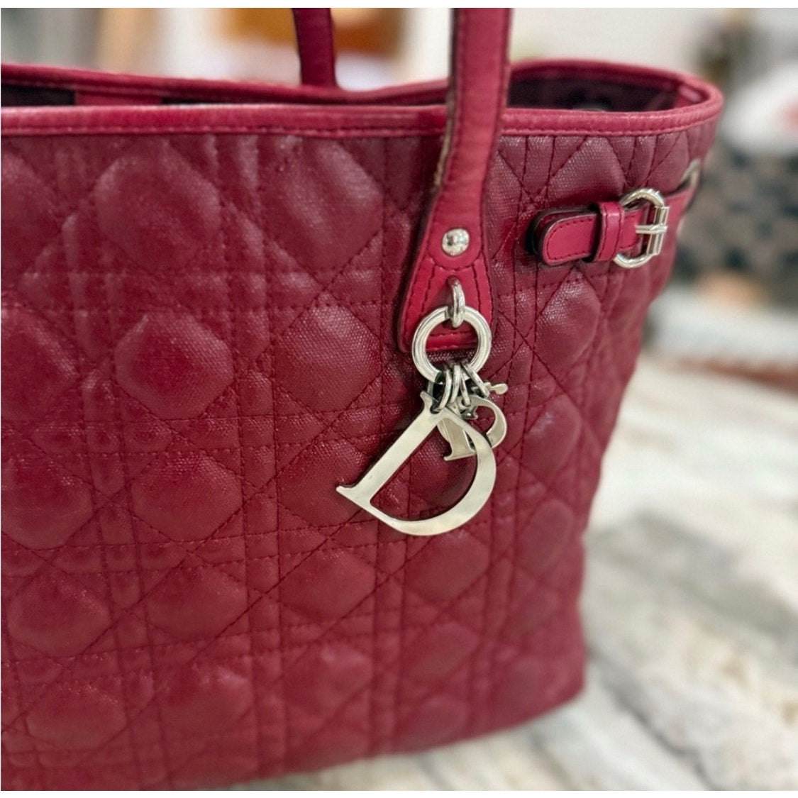 Christian Dior Burgandy Cannage EUC with COA