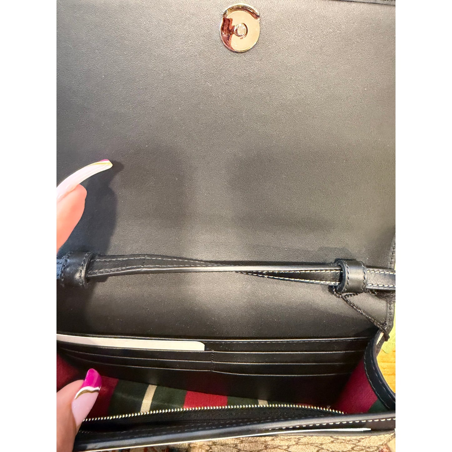BDELYNN4 Gucci GG Emblem Wallet with leather strap NWT