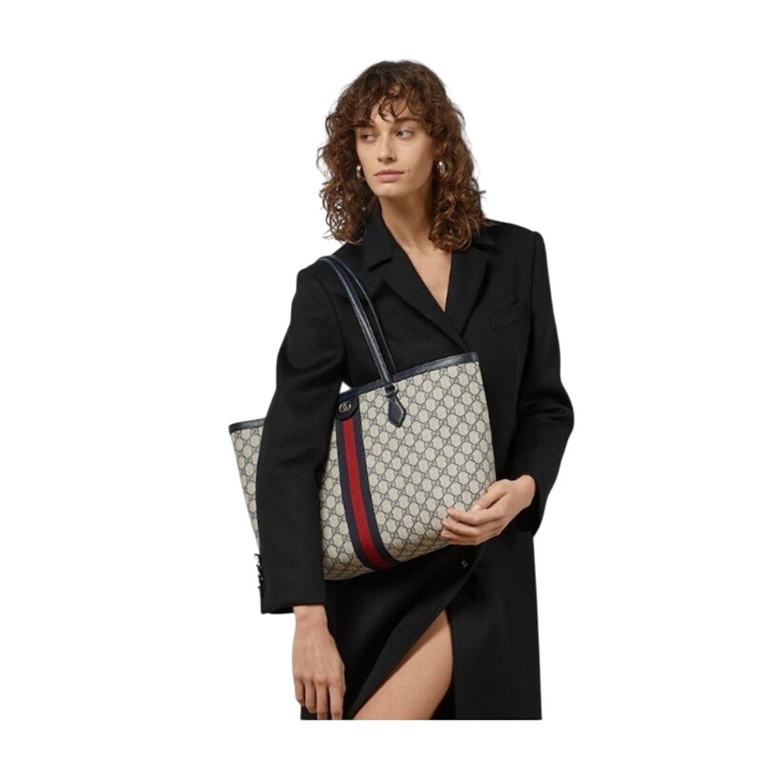 GUCCI Ophidia Gg Supreme Canvas Tote Bag Navy